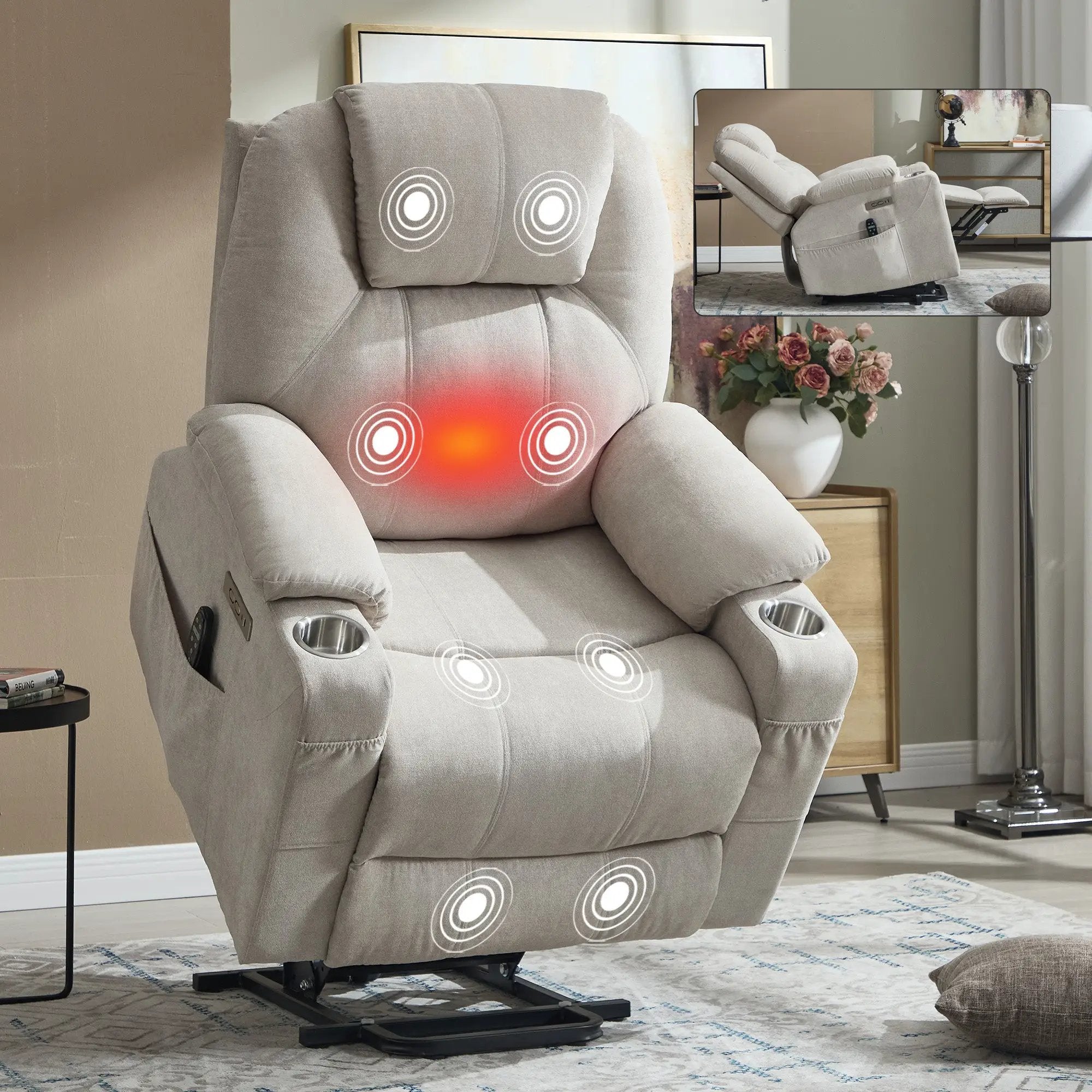 Premium Power Lift Recliner Chair with Massage Functionality by HouseOfZazla