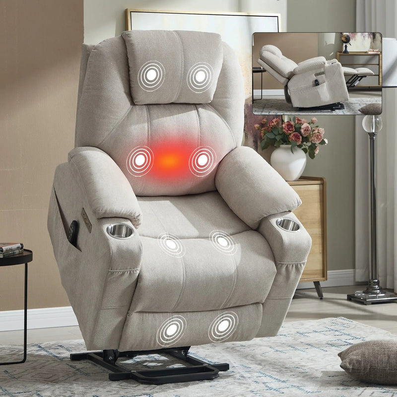 Premium Power Lift Recliner Chair with Massage Functionality by HouseOfZazla