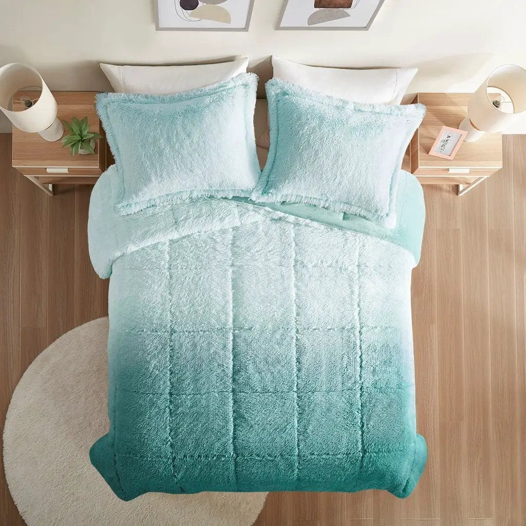 Twin/Twin XL Ombre Shaggy Long Fur Comforter Mini Set by HouseOfZazla