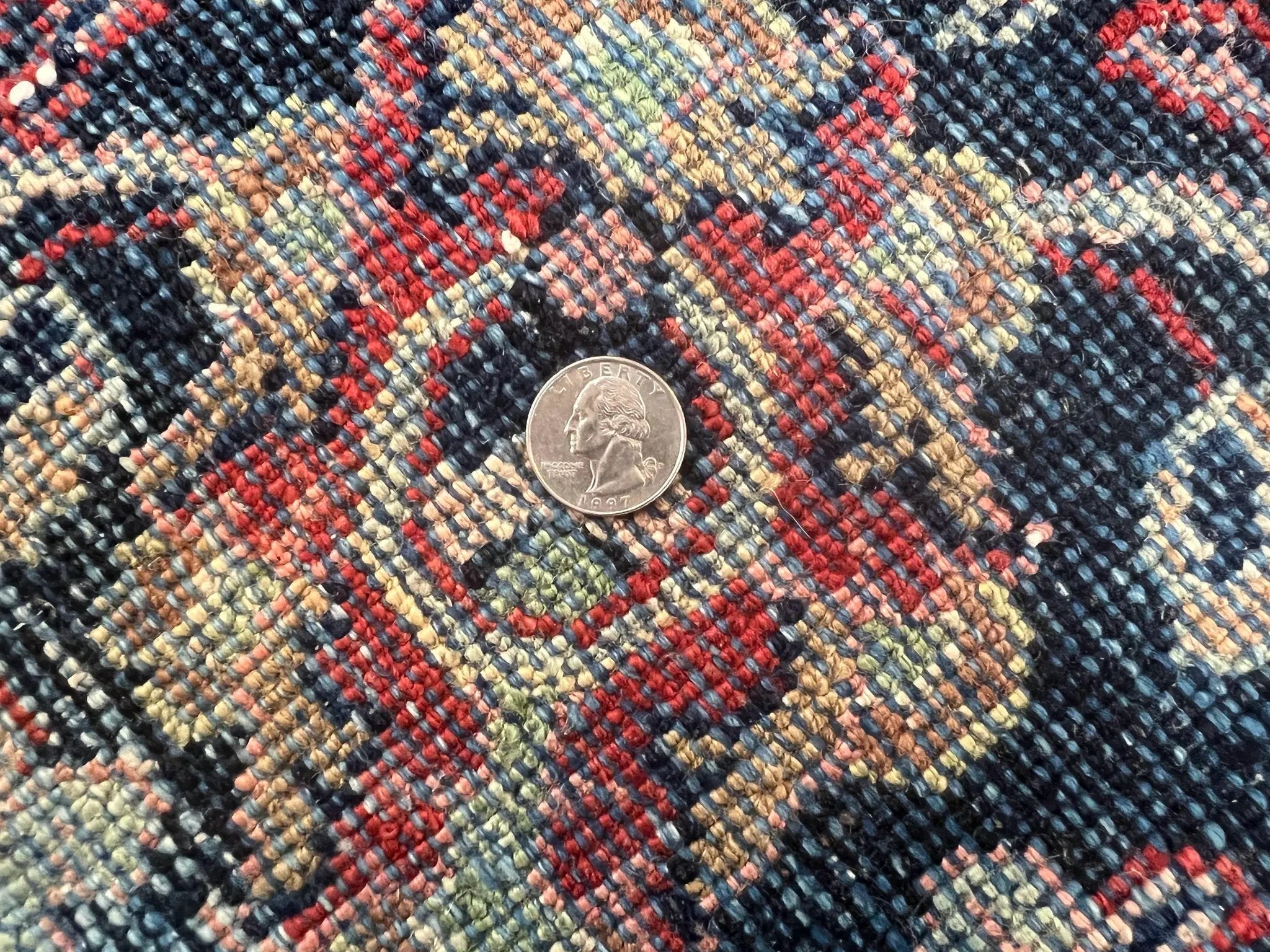 Persian Sarouk Rug 11x14, Semi Open Field, Large Antique Persian Wool Handmade Carpet, Red and Dark Blue, Floral by Jewel Rugs