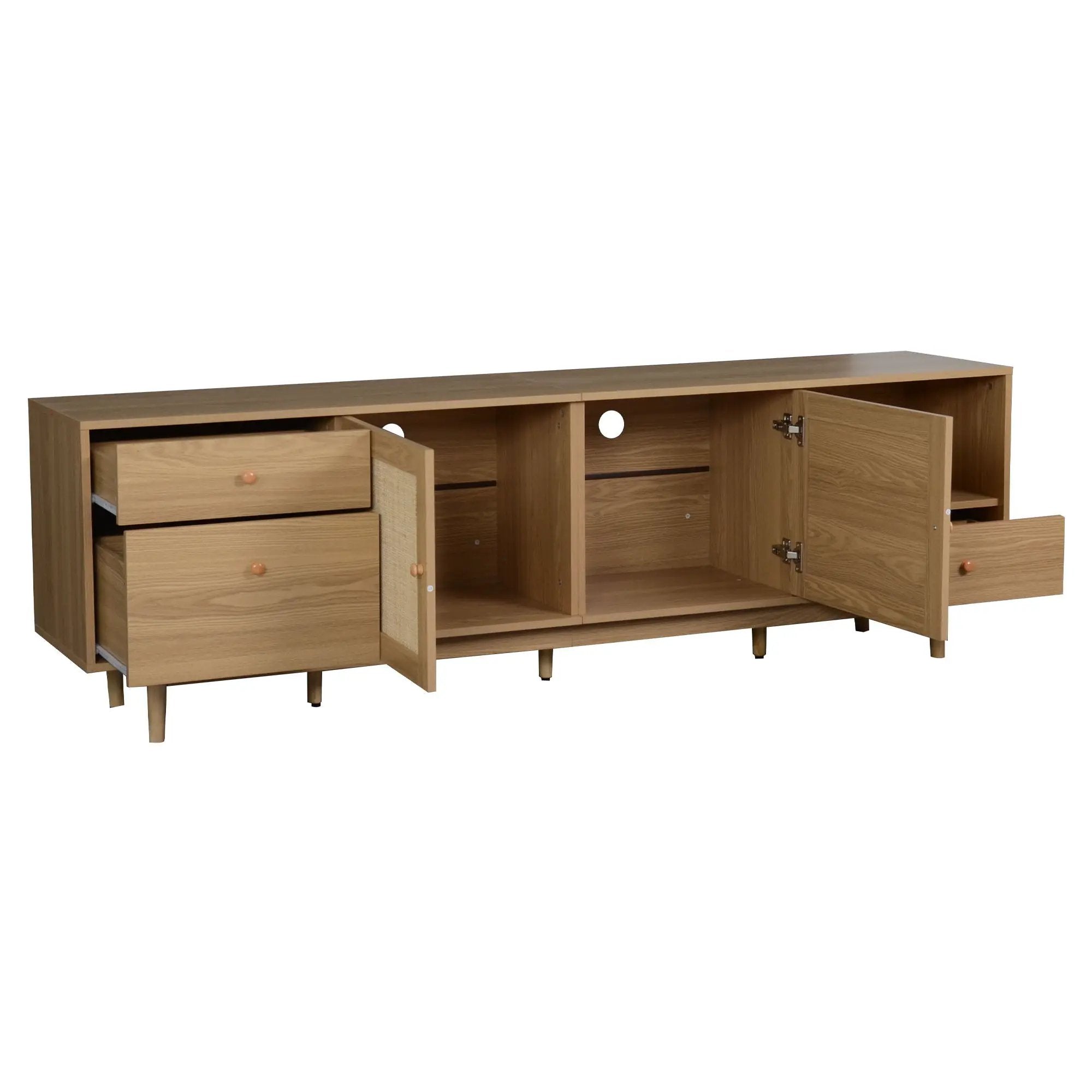 TV Stand With Doors - Natural by HouseOfZazla