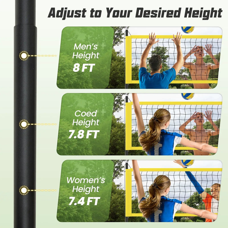 Portable Outdoor Volleyball Net Set Heavy-Duty Volleyball Net System by DirectDeals
