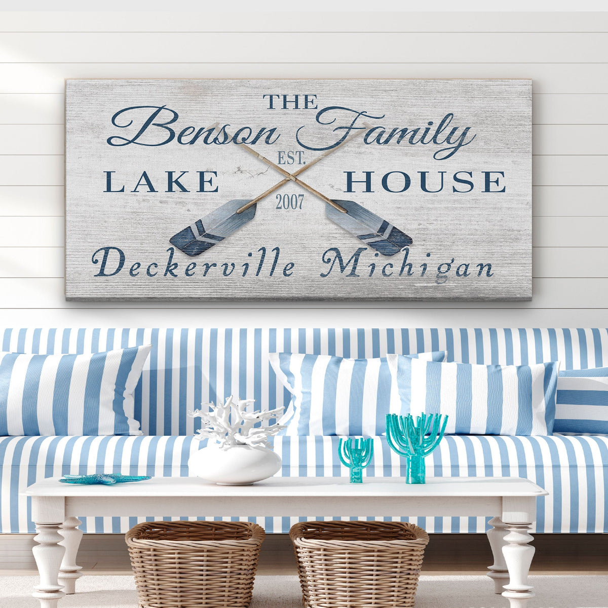 Longitude Latitude Personalized Coordinates Sign, With, Rustic Oars Paddles, photo 8 of 11