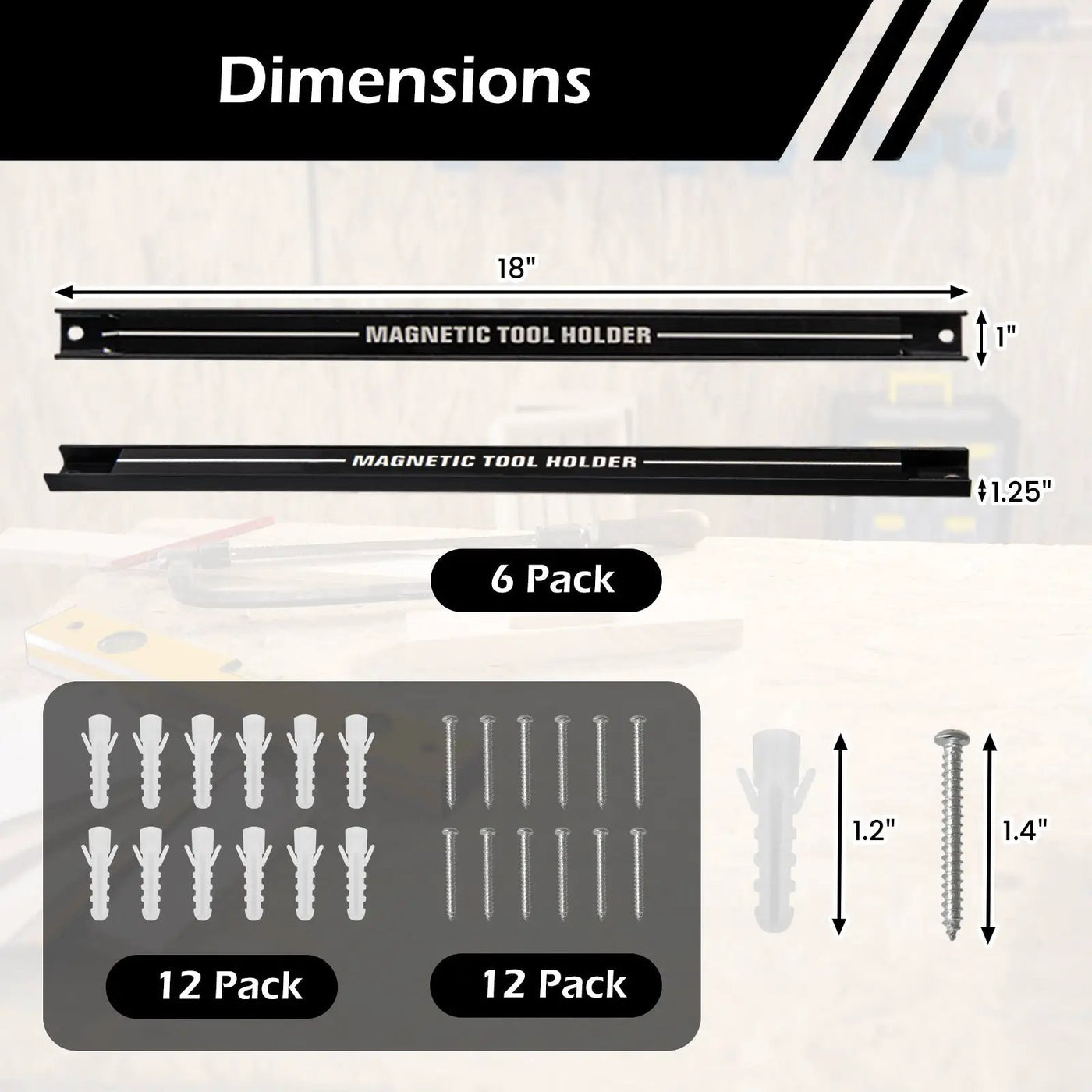 18 Inch Magnetic Tool Holder Strip with Mounting Screws by DirectDeals