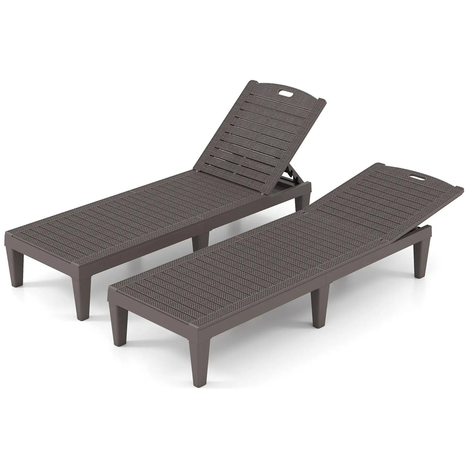 Outdoor PP Chaise Lounge Chairs Set of 2 with 4-Position Adjustable Backrests by DirectDeals