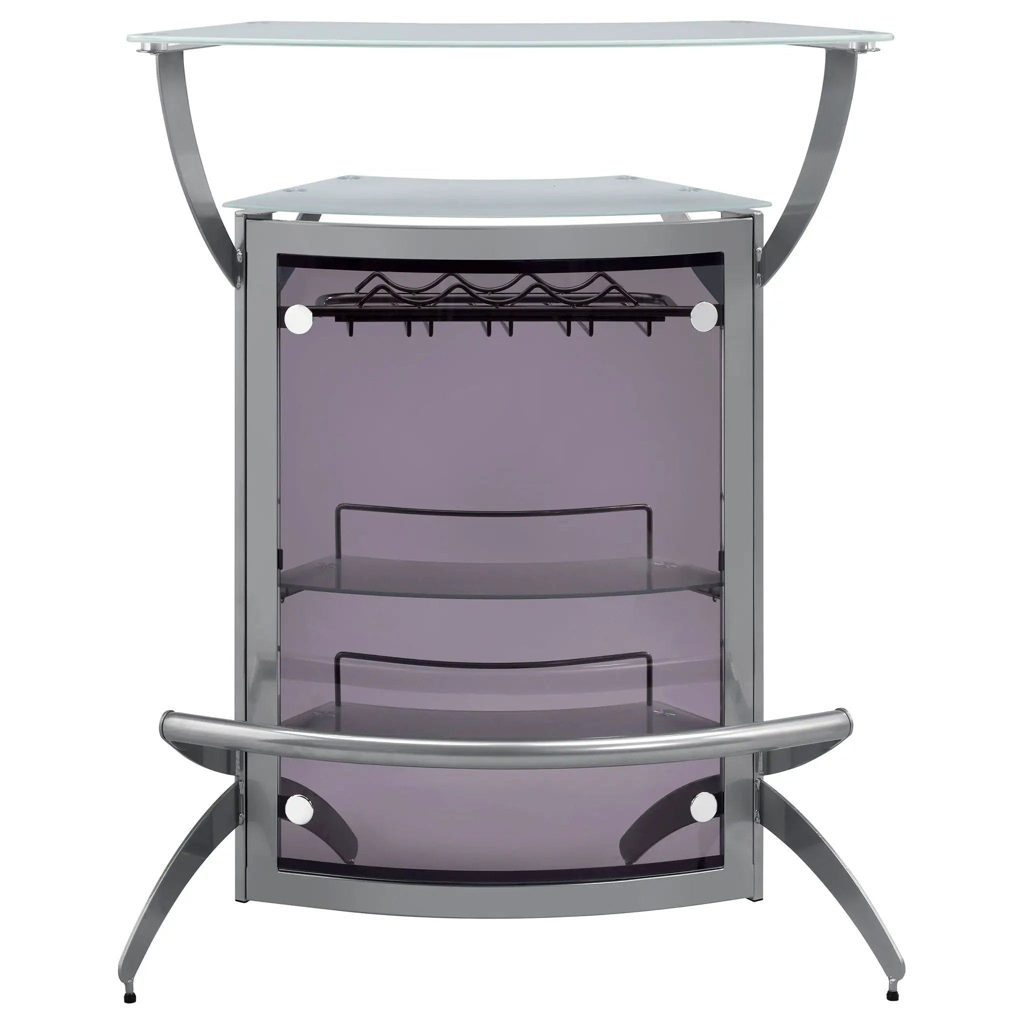 Dallas 2-shelf Curved Freestanding Home Bar Cabinet Silver by Unique Piece Furniture