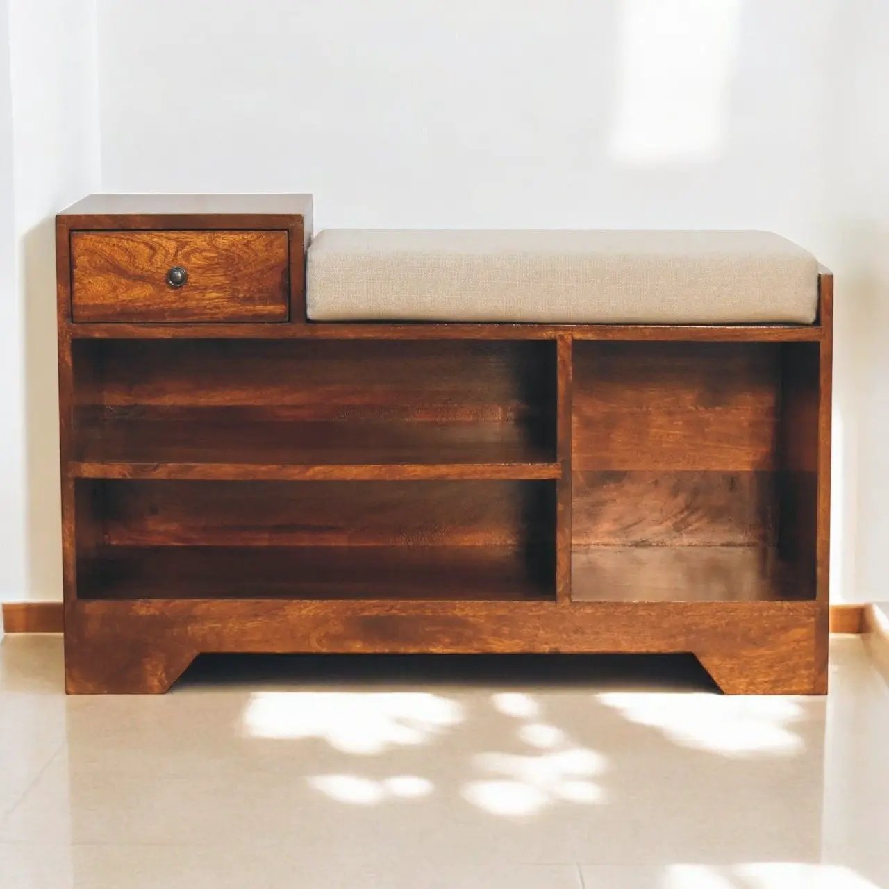 Retreat - Shoe Bench, 1 Drawer - Chestnut by HouseOfZazla