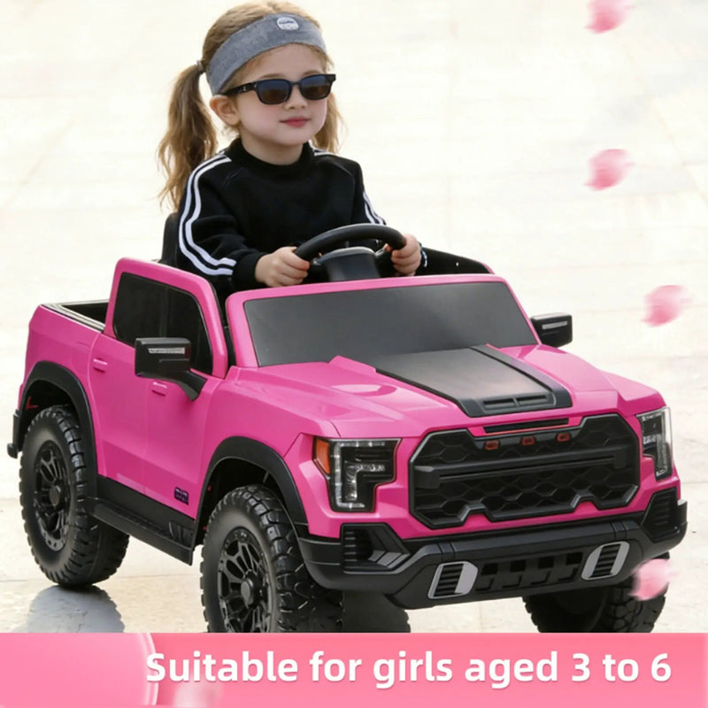 12V Kids Ride On Car With Remote Control, 4 Wheel Shock Absorption, Multifunctional Music Player Perfect Gift For Toddlers - Pink by HouseOfZazla