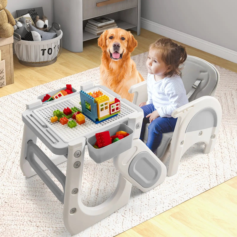 Convertible Baby High Chair with Double-layer Tray and Adjustable Backrest by DirectDeals