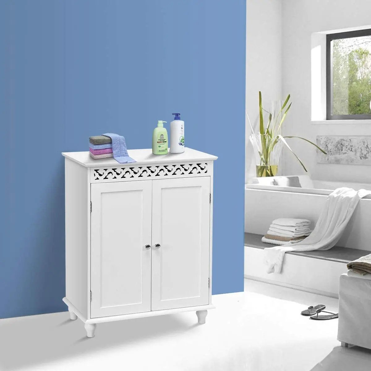 White Wooden 2-Door Storage Cabinet Cupboard by DirectDeals