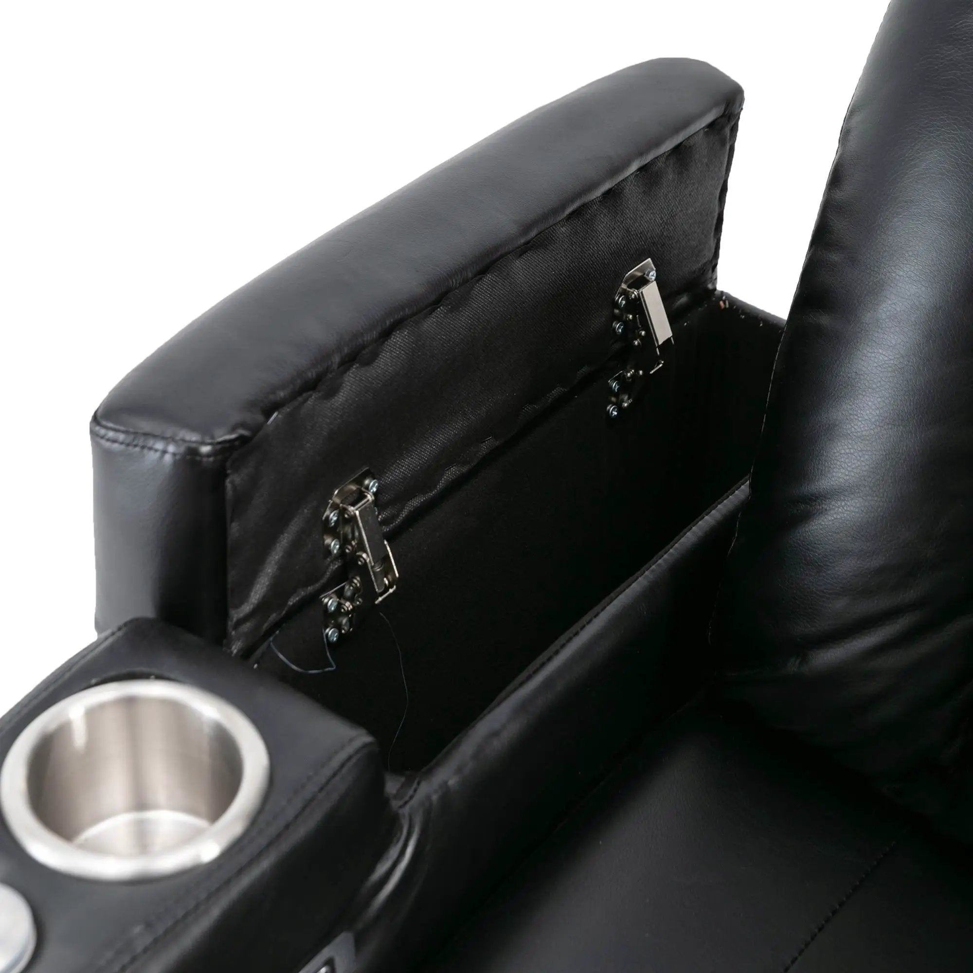 Premium Power Recliner & Storage Arms, Cupholders, Swivel Tray Table And Cell Phone Stand - Black by HouseOfZazla
