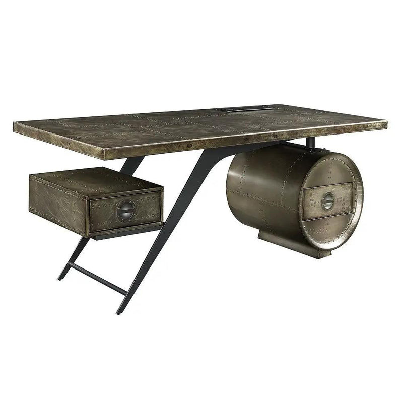 Brancaster - Executive Writing Desk With USB - Bronze Aluminum by Unique Piece Furniture