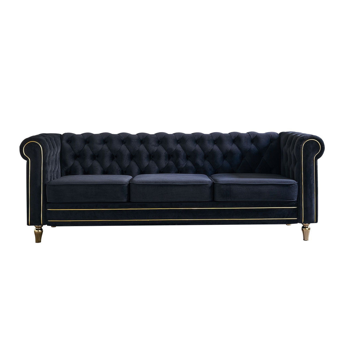 Chesterfield Fabric Stationary Sofa with Tufted Design - Black, Beige, or Pink, photo 2 of 12