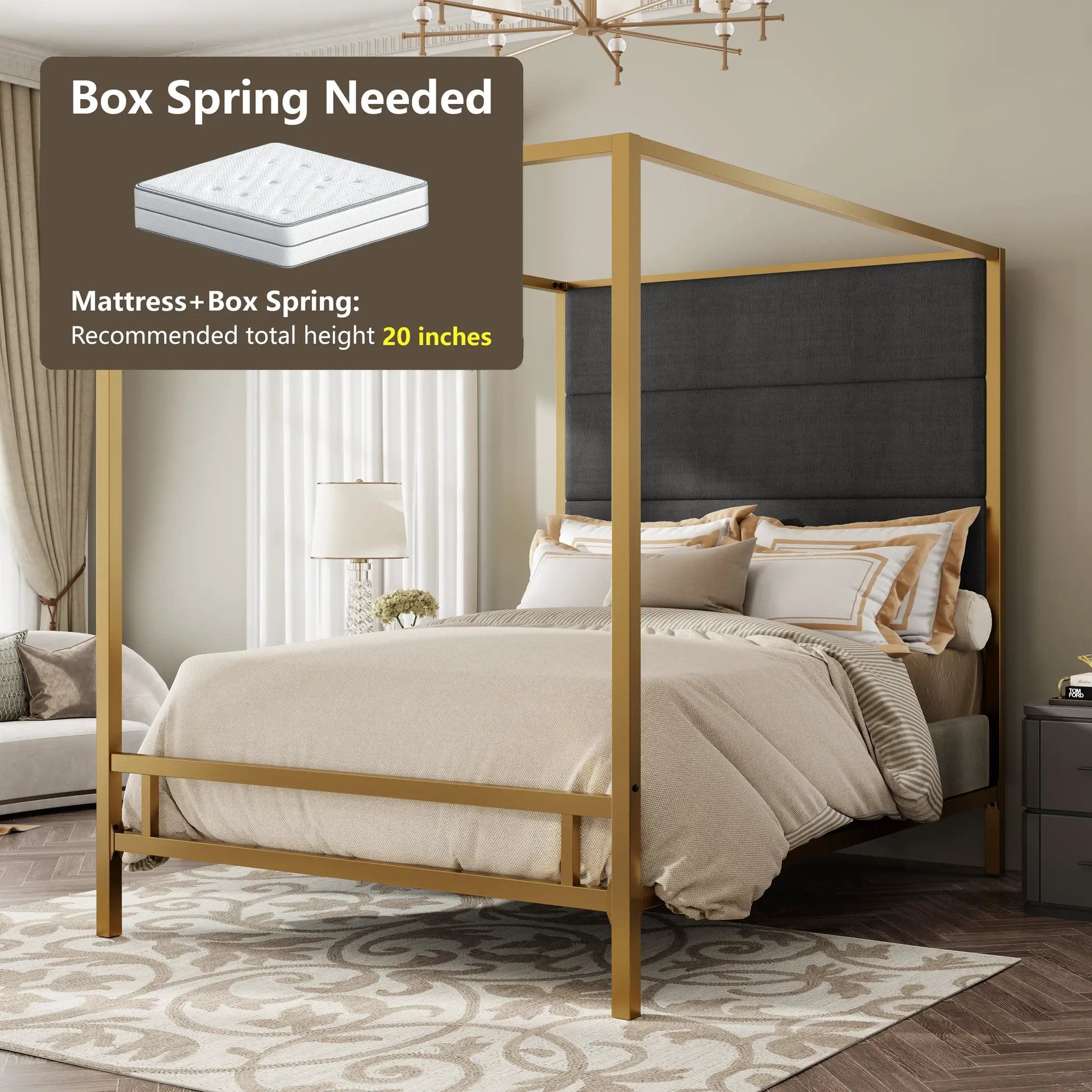 Modern Gold Metal Canopy Bed by HouseOfZazla