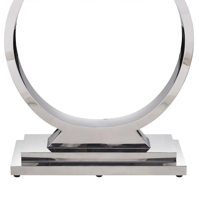 Zander - Printed Faux Marble Top Mirrored Sofa Table - Silver / White by Unique Piece Furniture
