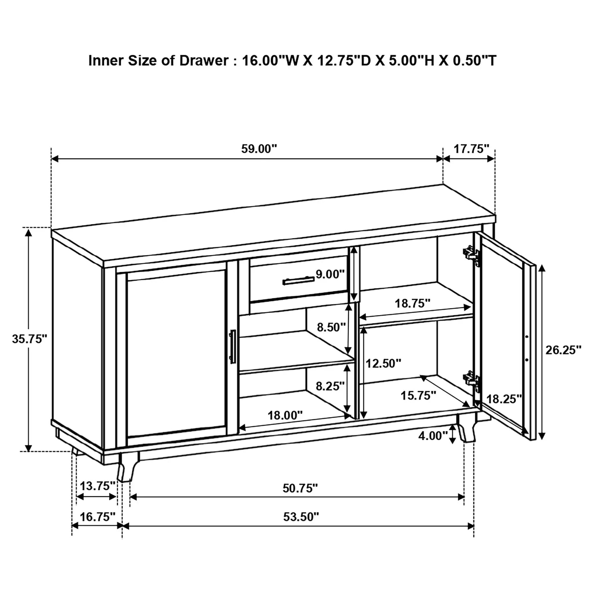 Mccall - 2 Door Server With 1 Drawer - Brown Oak by HouseOfZazla