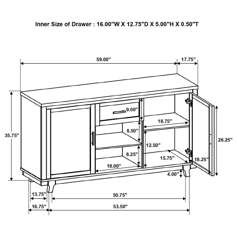 Mccall - 2 Door Server With 1 Drawer - Brown Oak by HouseOfZazla