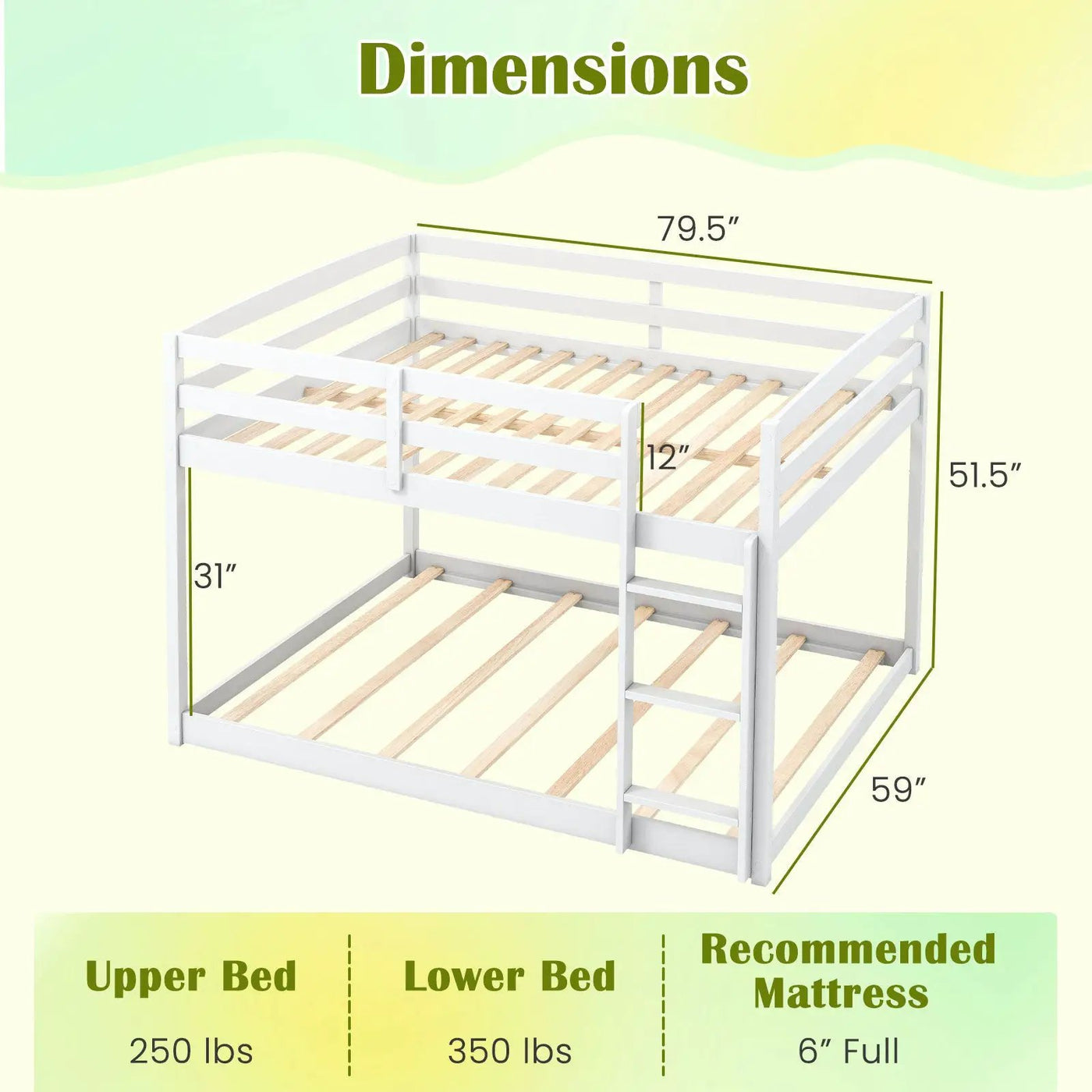 Full Over Full Bunk Bed Low-to-ground Bunk Bed by DirectDeals