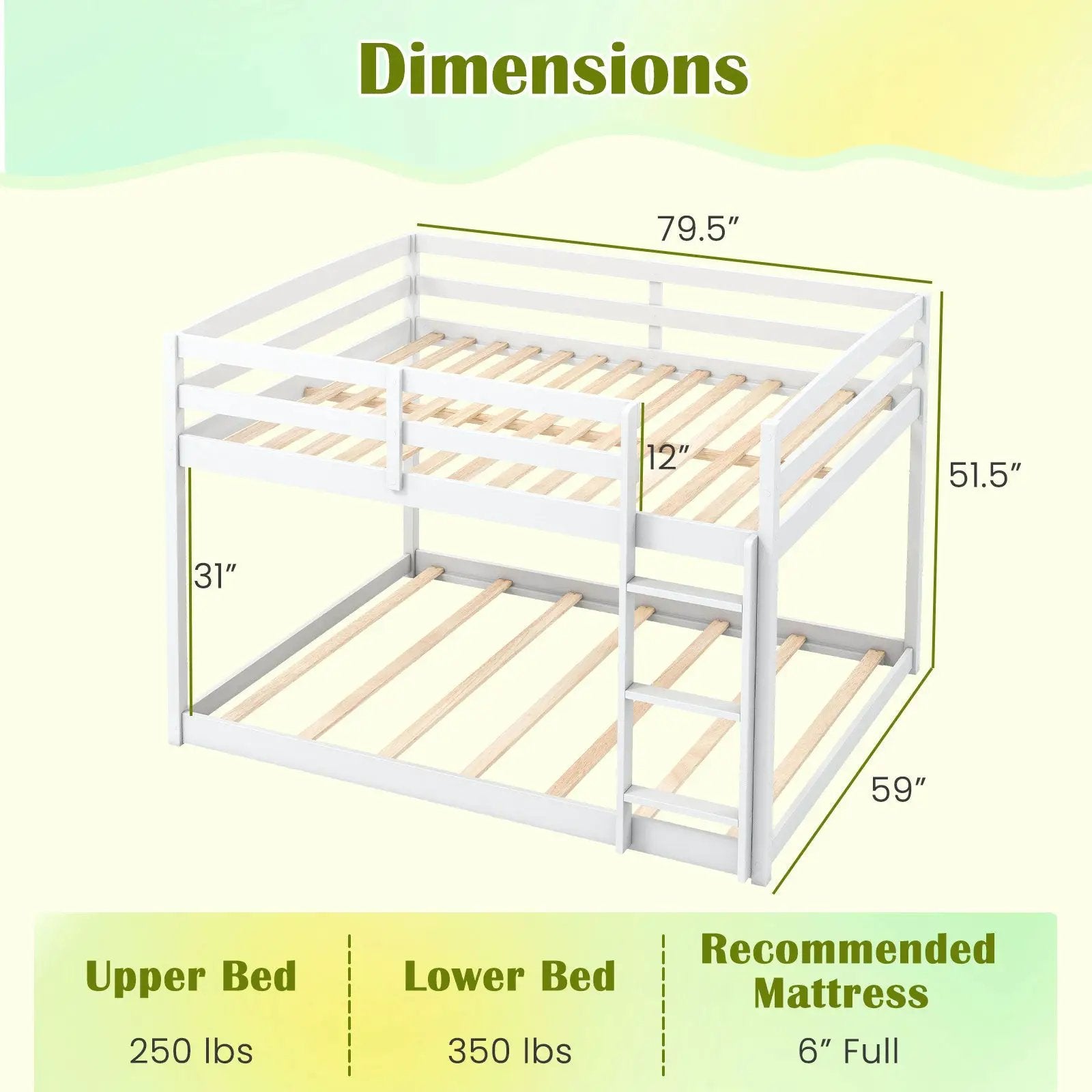 Full Over Full Bunk Bed Low-to-ground Bunk Bed by DirectDeals