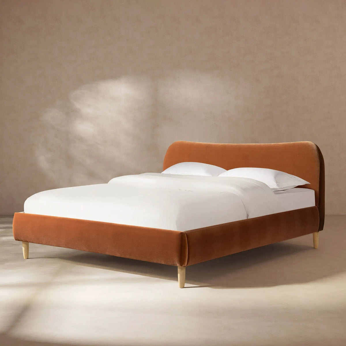 Roman - Curved Headboard Upholstered Platform Bed, photo 10 of 42