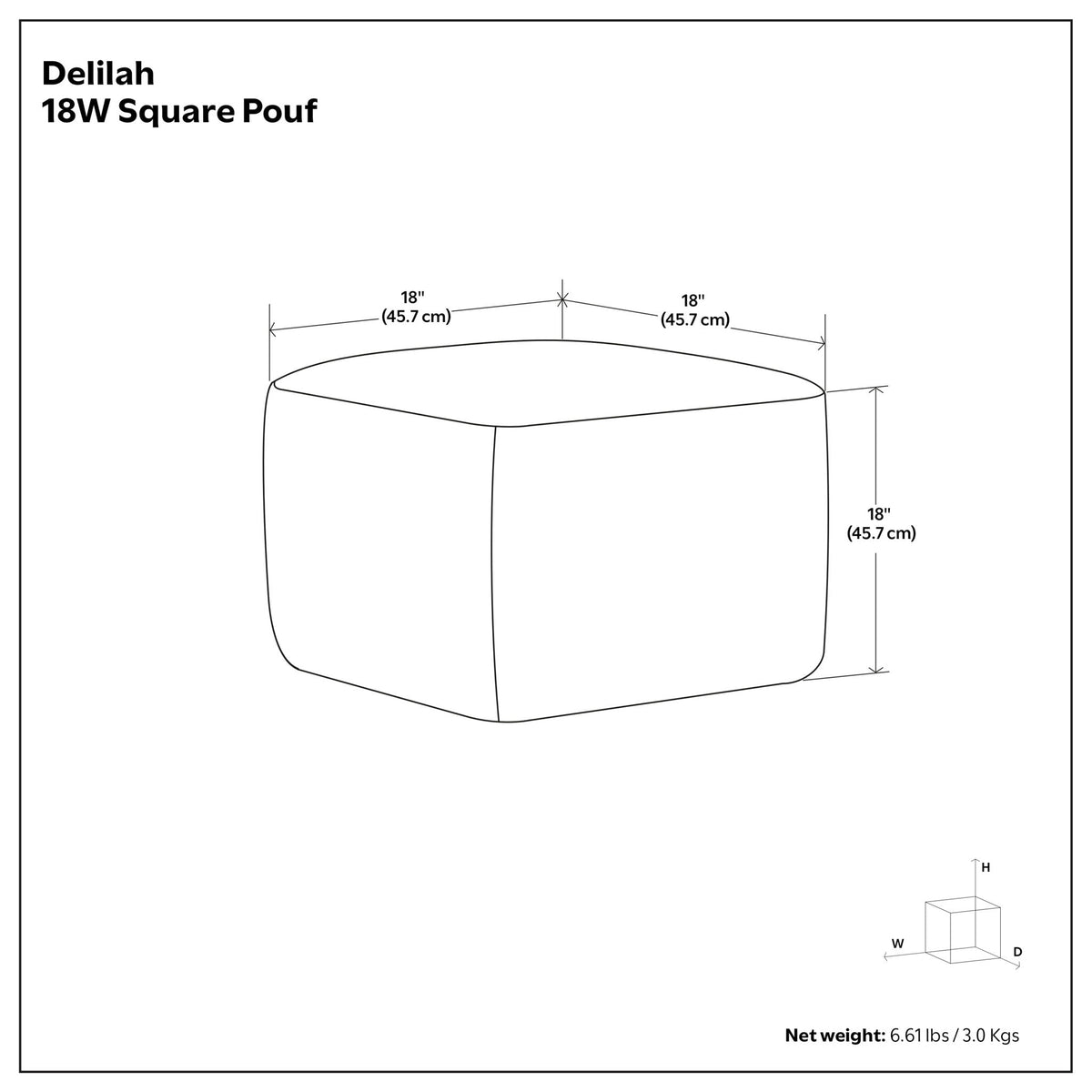 Square Woven Pouf with Dense Polystyrene Filling - Natural, photo 3 of 7