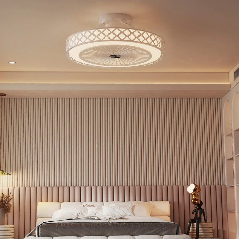 19 Inch Ceiling Fan with Light Low Profile Flush Mount Fan-White by DirectDeals
