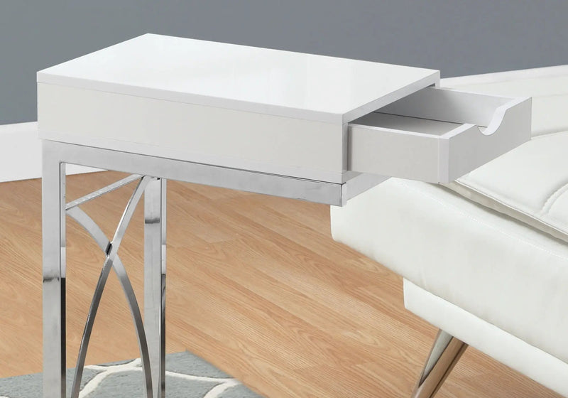 Accent Table, C - Shaped Glossy Contemporary & Modern - White by Unique Piece Furniture