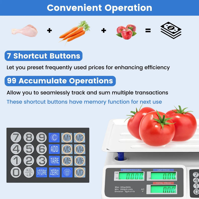 66lb Price Computing Scale Commercial Food Scale with Dual LCD Displays by DirectDeals