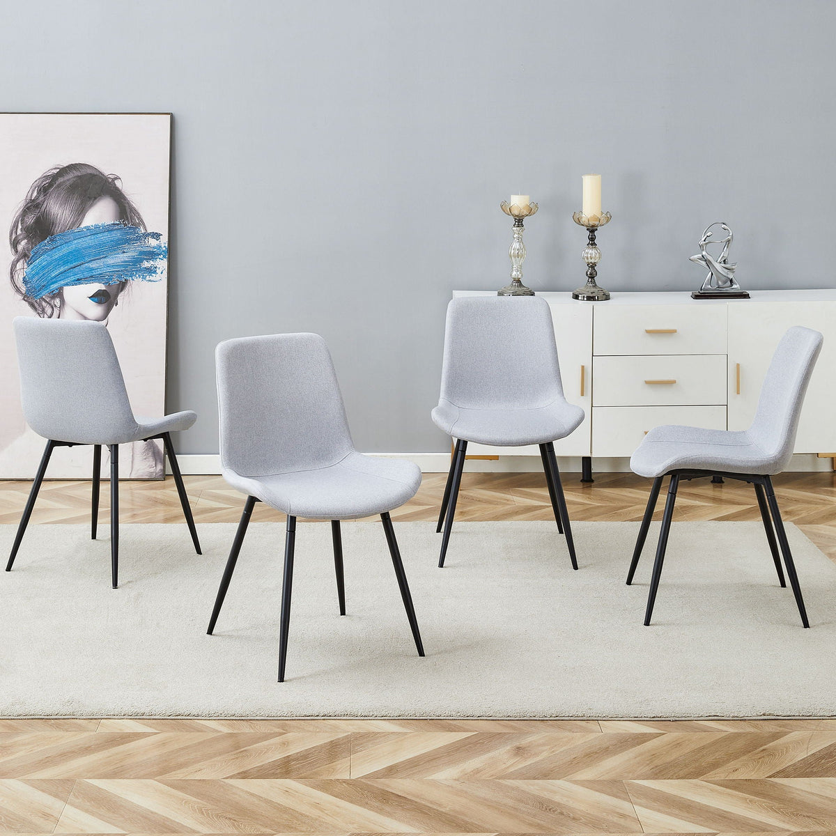 Modern Medieval Cushioned Chairs with Suede Backrest - Pearl Silver, White, or Gray, photo 10 of 40