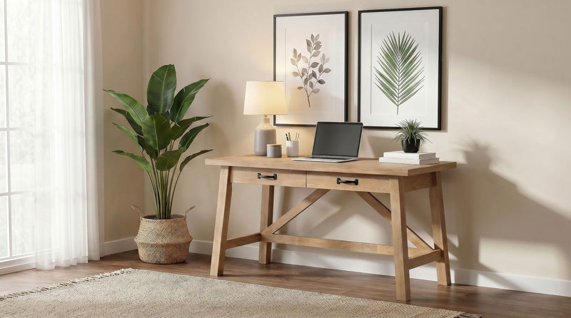 Fabian 54-inch 2-drawer Computer Writing Desk Distressed Light Brown by Unique Piece Furniture