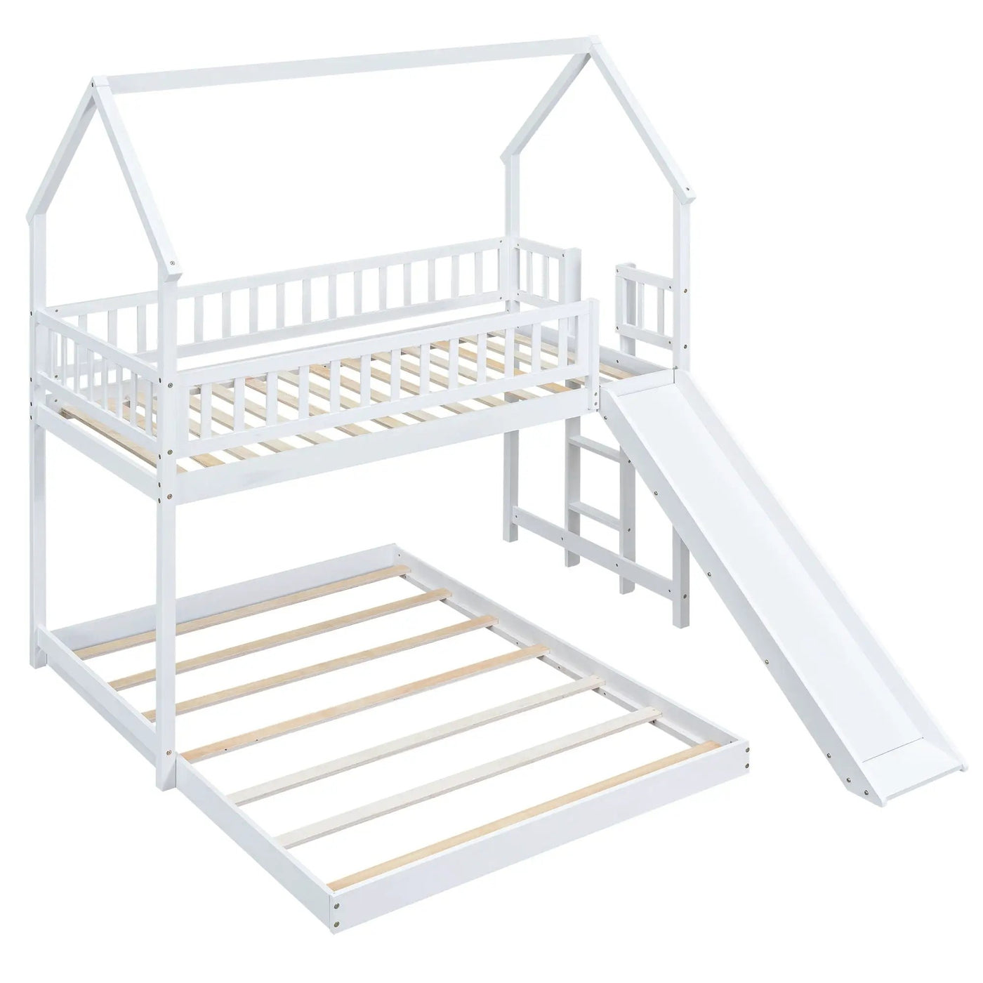 House Bunk Bed With Slide And Built In Ladder by HouseOfZazla