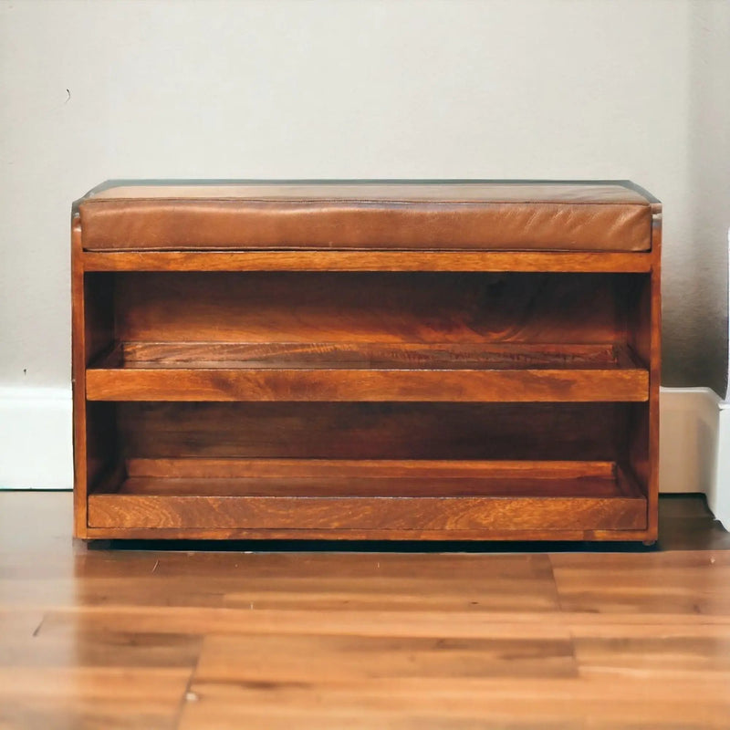 Buffalo - Hide Pull Out Shoe Storage Bench by Unique Piece Furniture