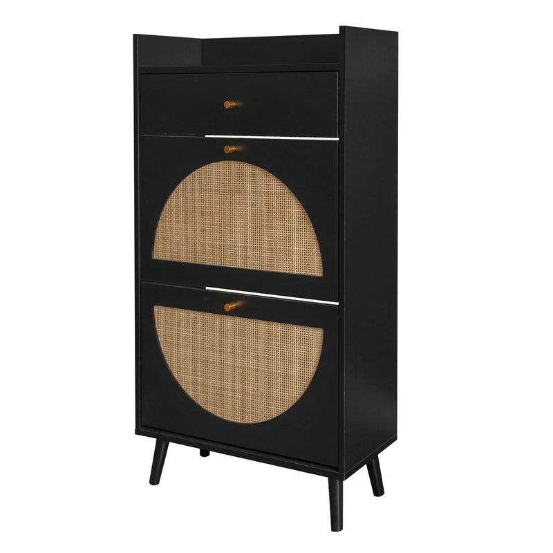 Allen - Rattan 2 Door 1 Drawer Cabinet Shoe Rack For Entrance by HouseOfZazla