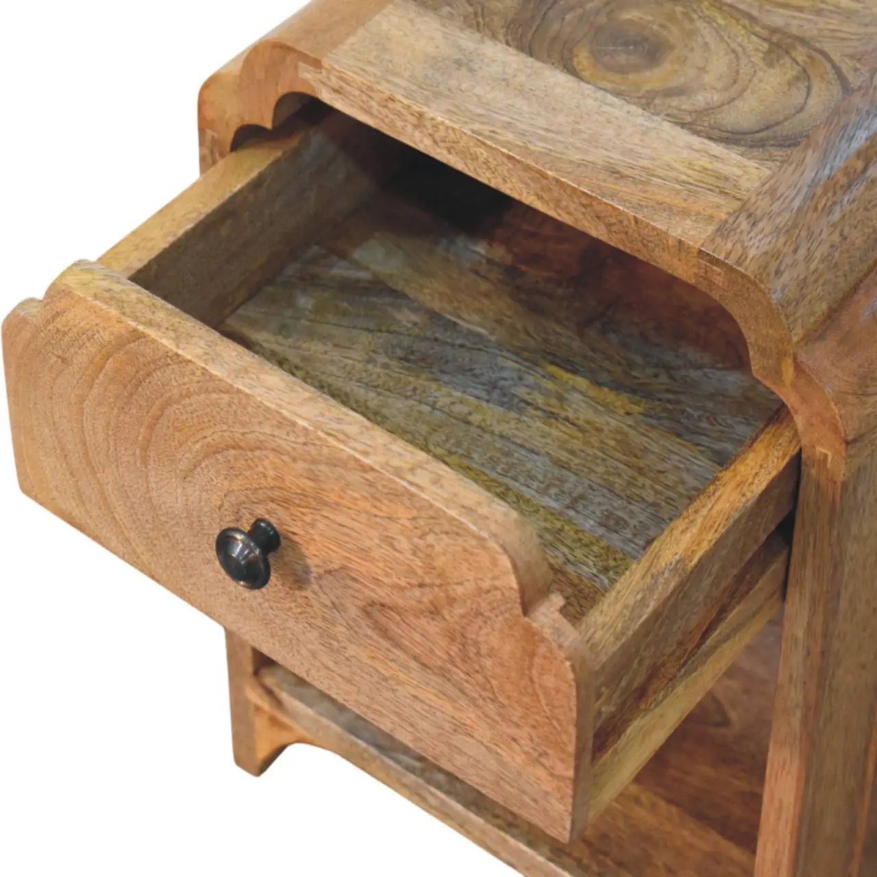 Newton Mini Oak-ish Nightstand with a Drawer and Open Shelf by HouseOfZazla