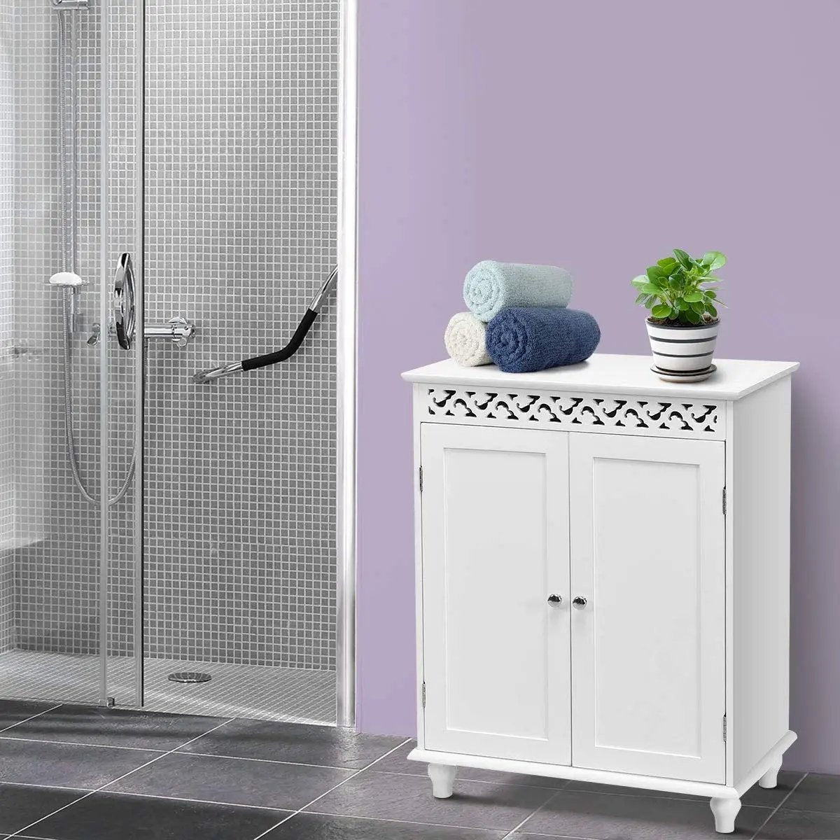 White Wooden 2-Door Storage Cabinet Cupboard by DirectDeals