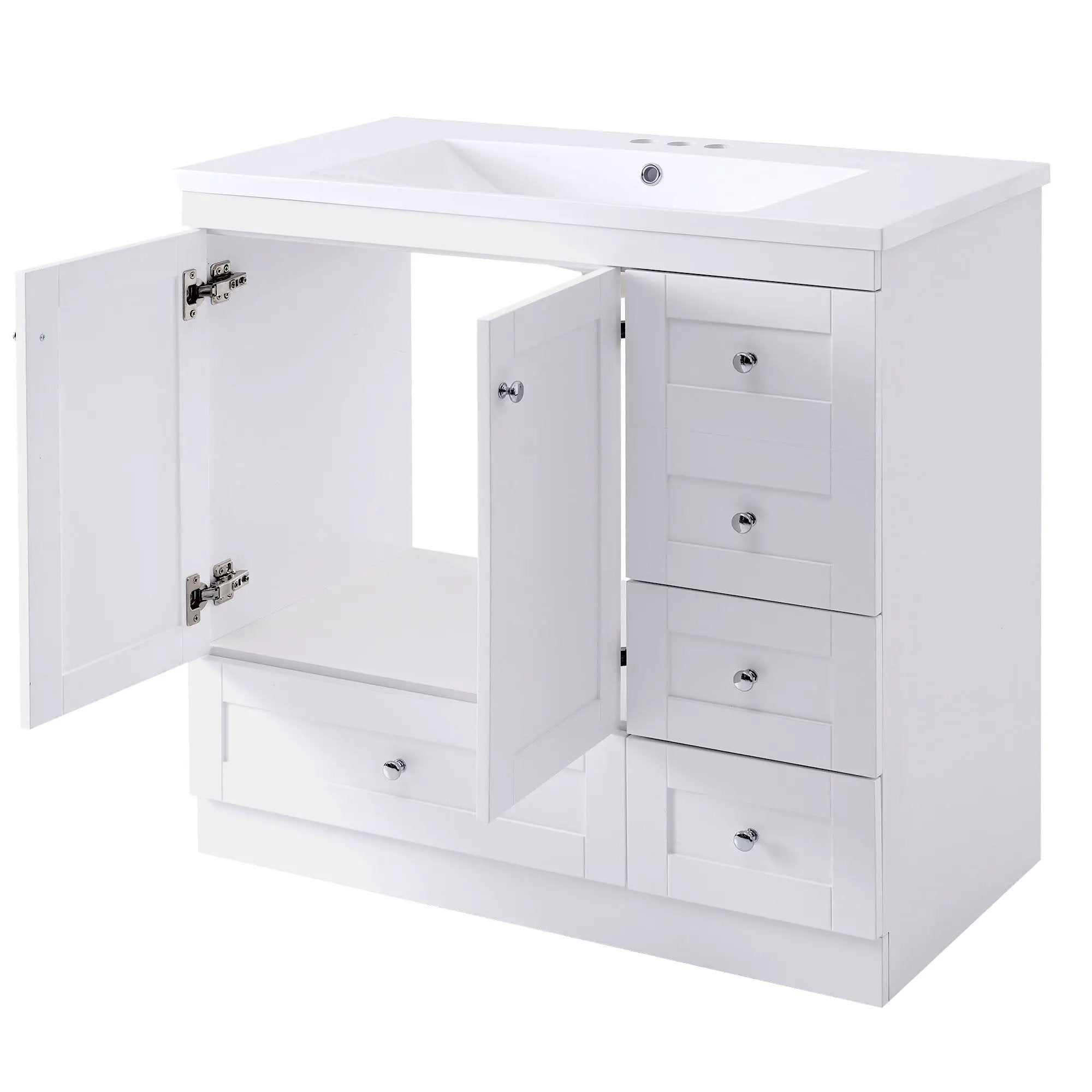 Shaker Free Standing Bathroom Vanity Cabinet With Sink, Soft Close Drawers, Soft Close Doors by HouseOfZazla