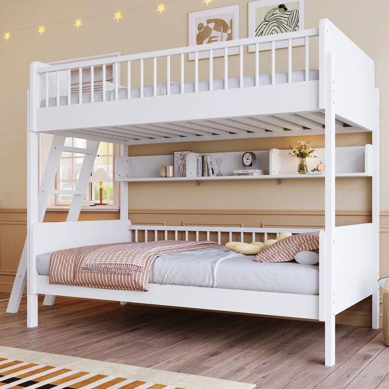 Bunk Bed With 3 Storage Shelves, Adjustable Ladder Left Or Right by Unique Piece Furniture