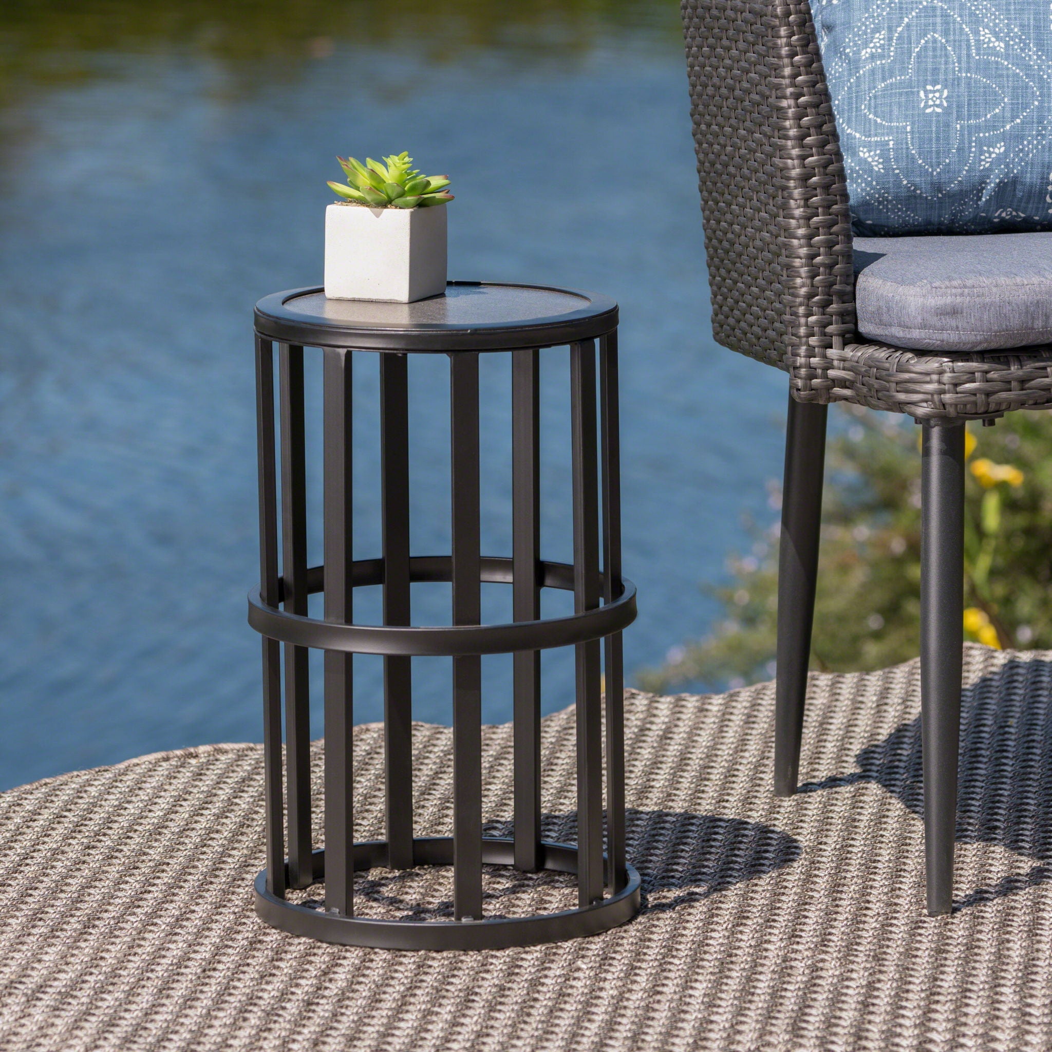 Outdoor Powder Coated Side Table - Gray by HouseOfZazla