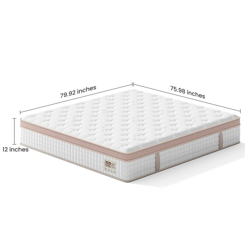 12" King Size Firm Hybrid Mattress, Gel Memory Foam & Pocket Springs by HouseOfZazla