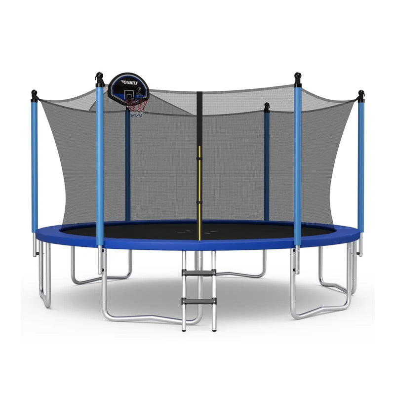 Outdoor Recreational Trampoline with Ladder and Enclosure Net by DirectDeals