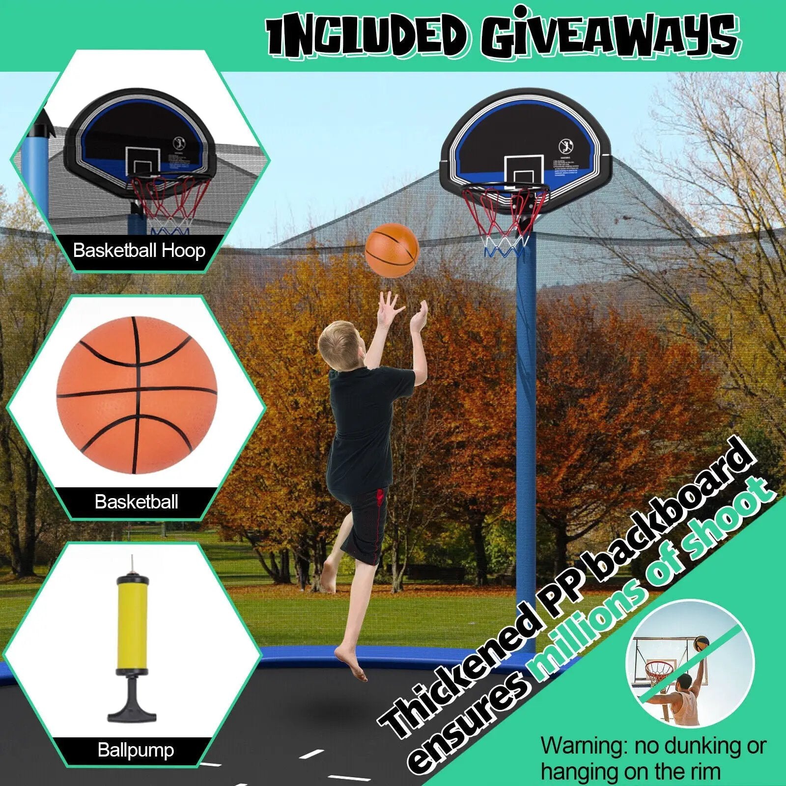 Outdoor Recreational Trampoline with Ladder and Enclosure Net by DirectDeals