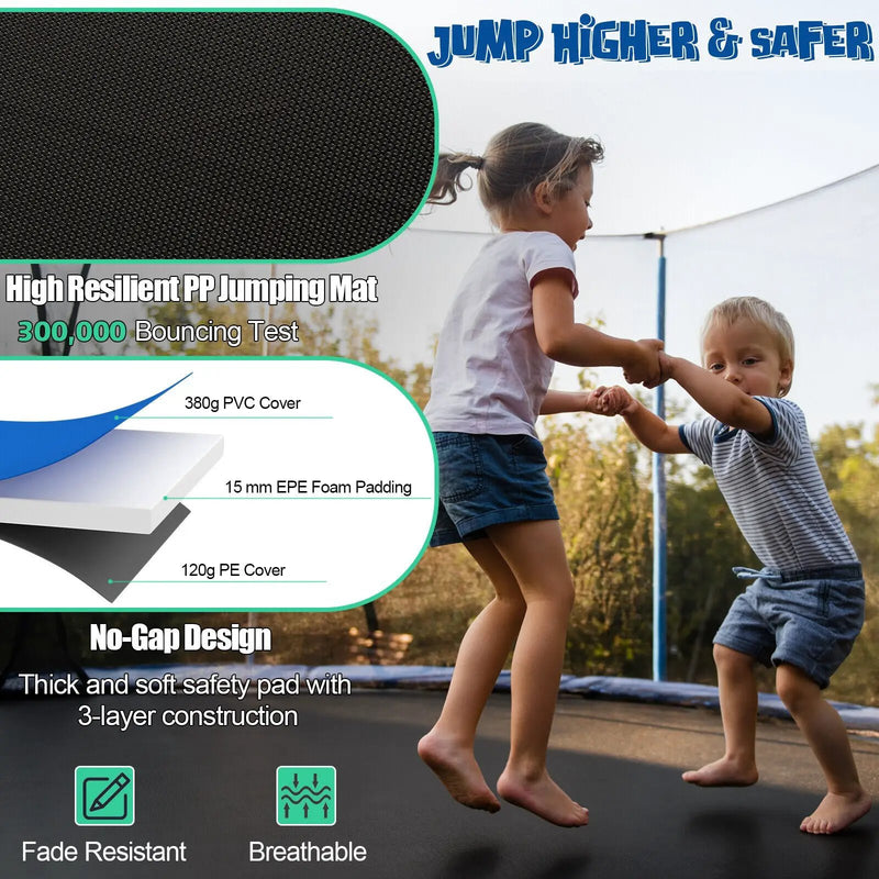 Outdoor Recreational Trampoline with Ladder and Enclosure Net by DirectDeals