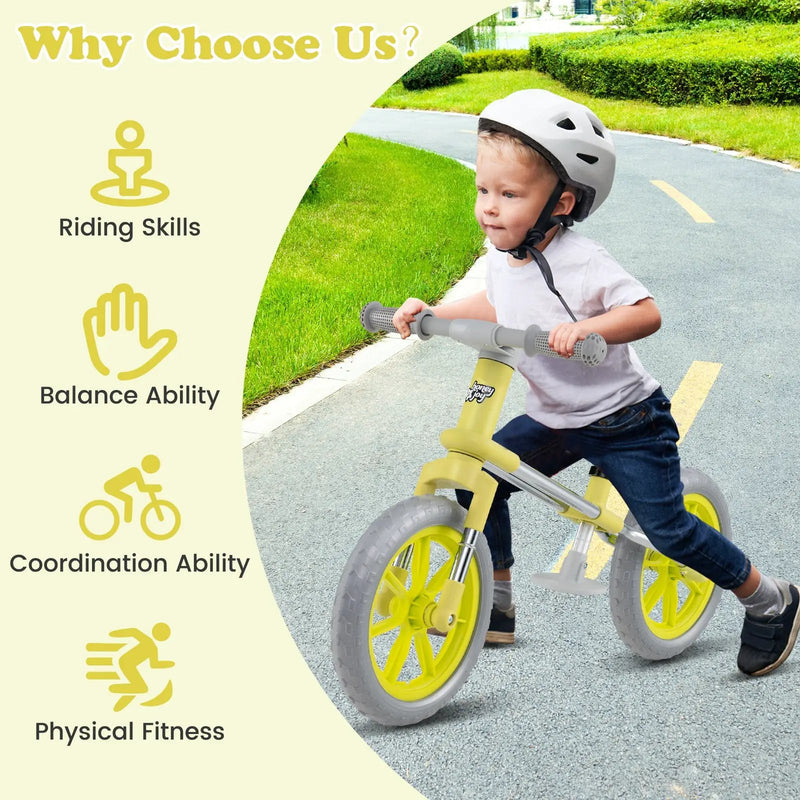 12 Inch Balance Bike with Adjustable Seat and Rotatable Handlebar by DirectDeals