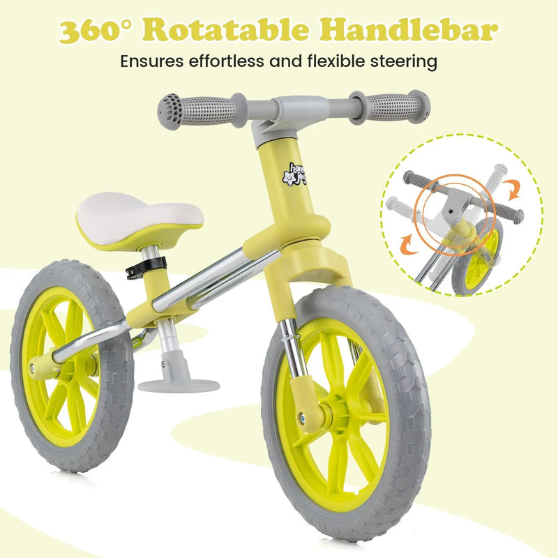 12 Inch Balance Bike with Adjustable Seat and Rotatable Handlebar by DirectDeals