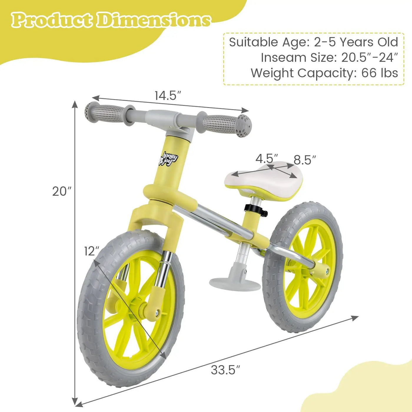 12 Inch Balance Bike with Adjustable Seat and Rotatable Handlebar by DirectDeals