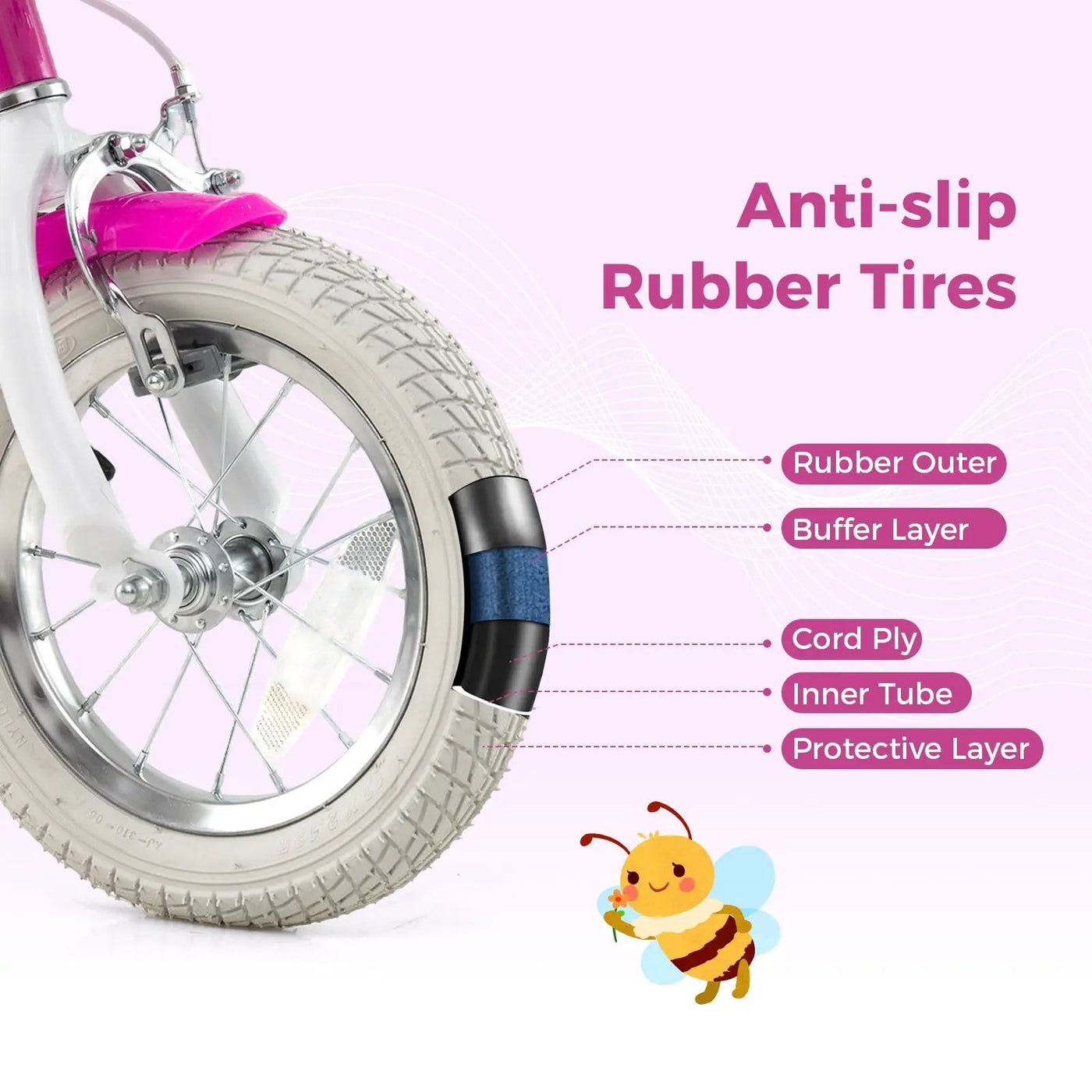 Kids Bike 12 Inch with Training Wheels and 2 Brake System for 3 by DirectDeals