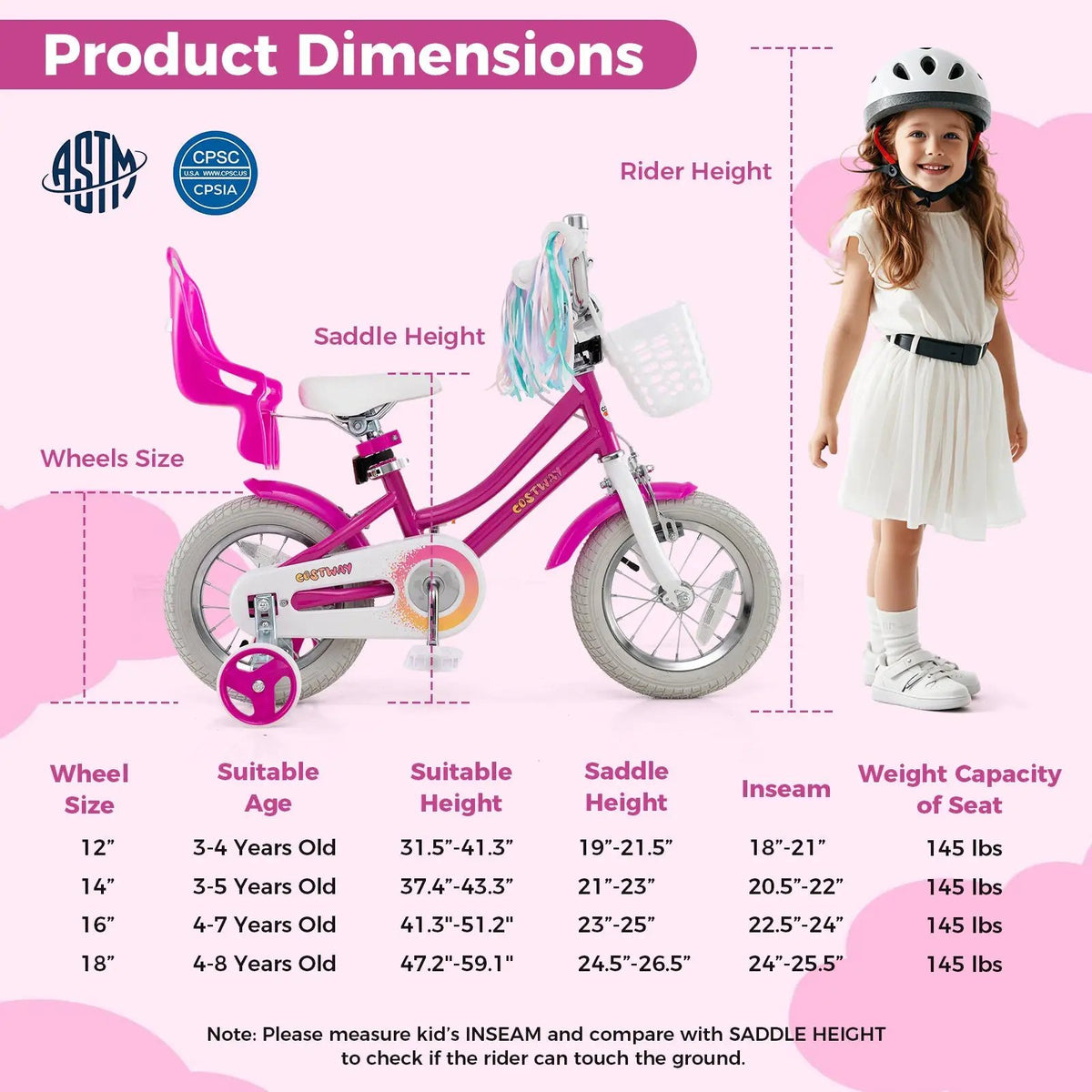 Kids Bike 12 Inch with Training Wheels and 2 Brake System for 3 by DirectDeals