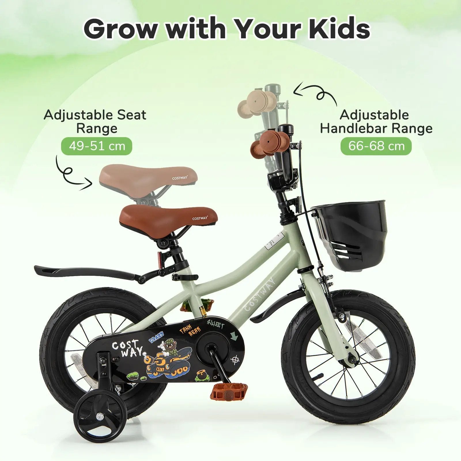 14-Inch Kids Bike Adjustable with Training Wheels for 3-5 Years Old by DirectDeals