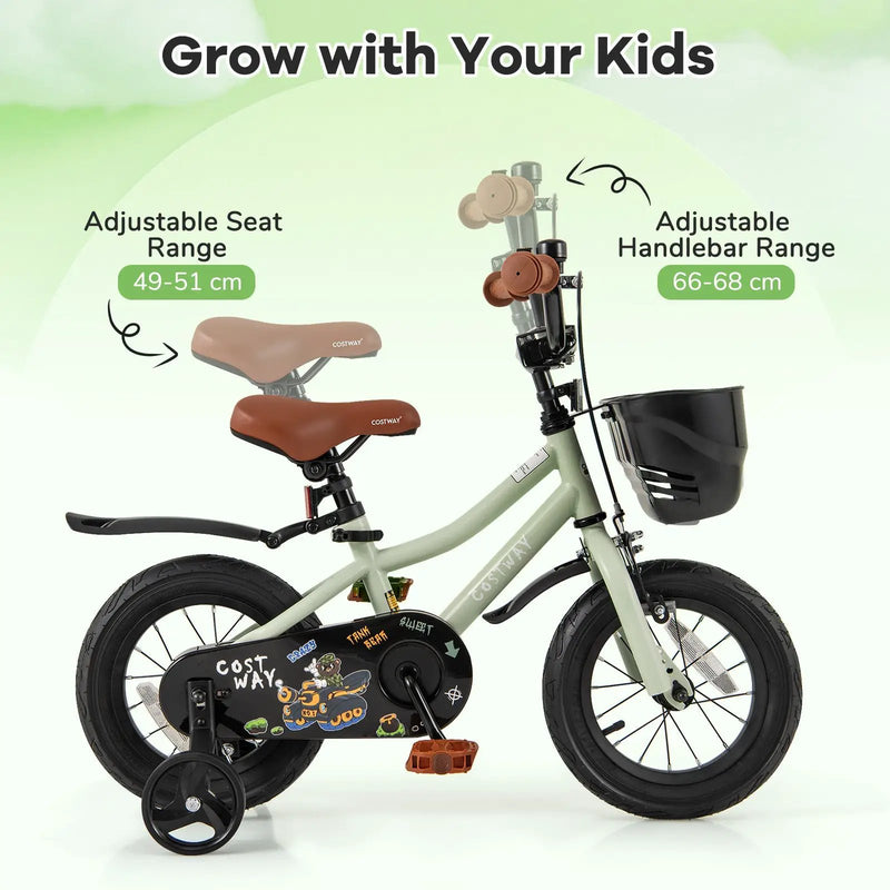 14-Inch Kids Bike Adjustable with Training Wheels for 3-5 Years Old by DirectDeals
