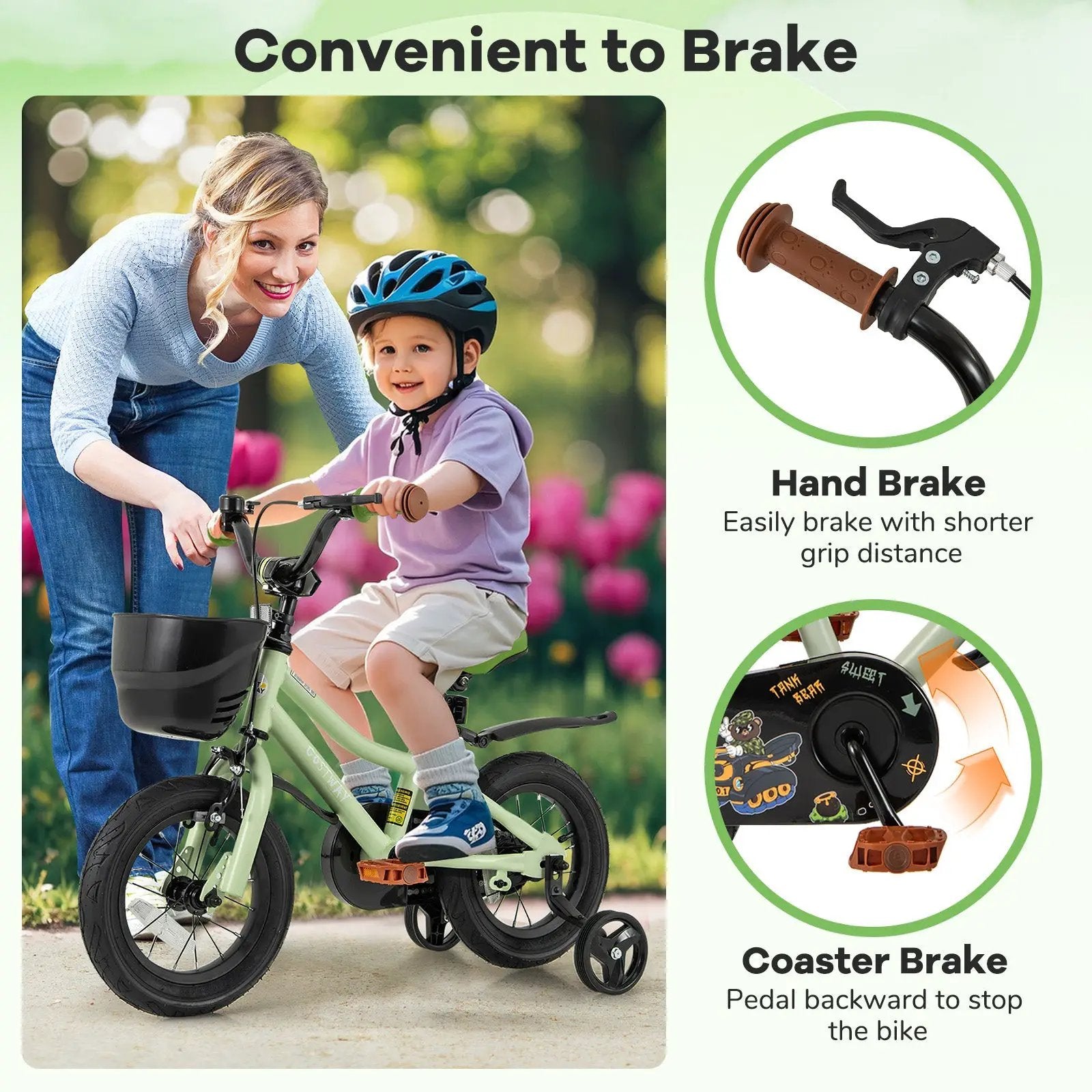 14-Inch Kids Bike Adjustable with Training Wheels for 3-5 Years Old by DirectDeals
